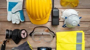 Personal protective equipment representing the PPE risk assessment and safety decision making